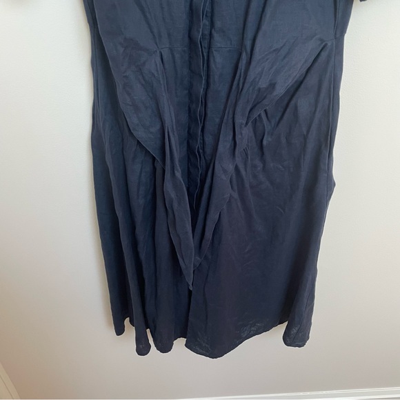 Ralph Lauren tie front linen shirt dress navy blue size 8 - Picture 8 of 13
